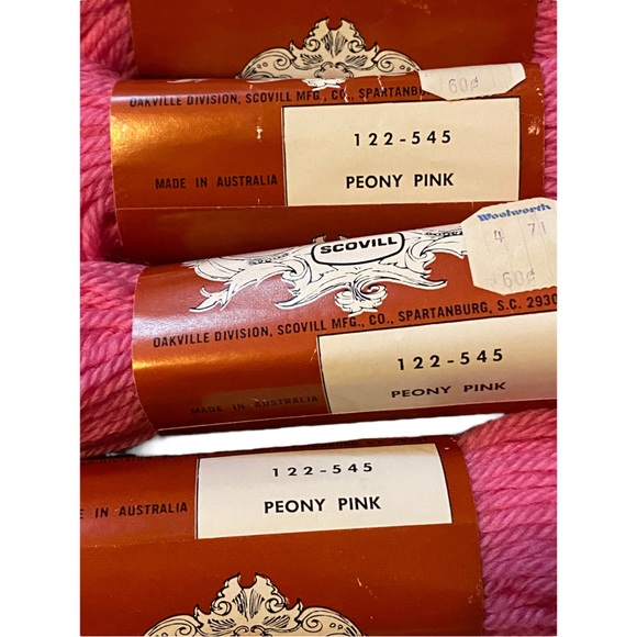 Peony Pink VTG NOS Scovill Dritz Luxury 100% Virgin Wool Needlepoint 40 yds - Picture 4 of 5